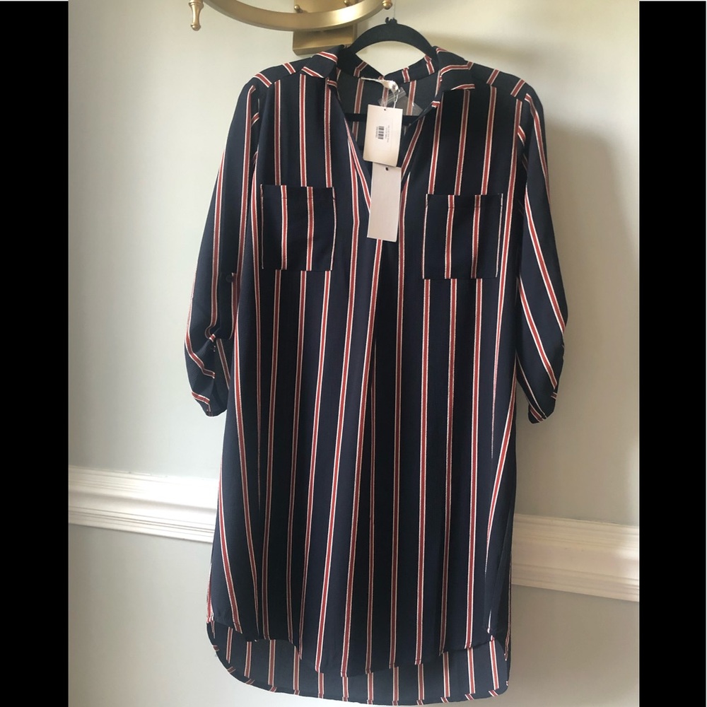 LUSH 
Navy Novak 3/4 Length Sleeve Shift Dress NWT